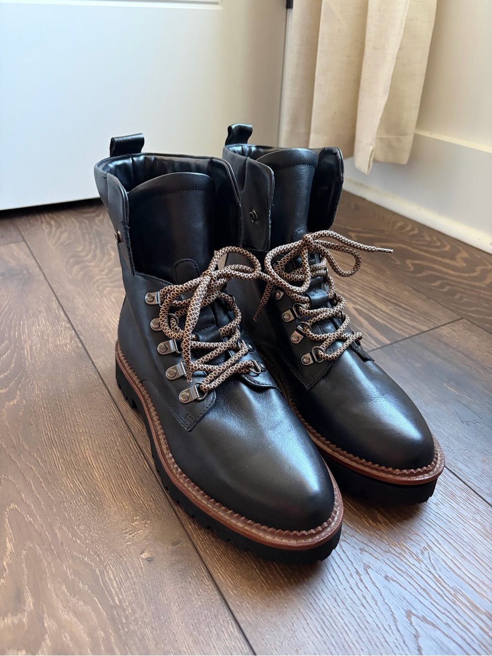 Sanctuary Black Combat Boots with Brown Contrasting Laces